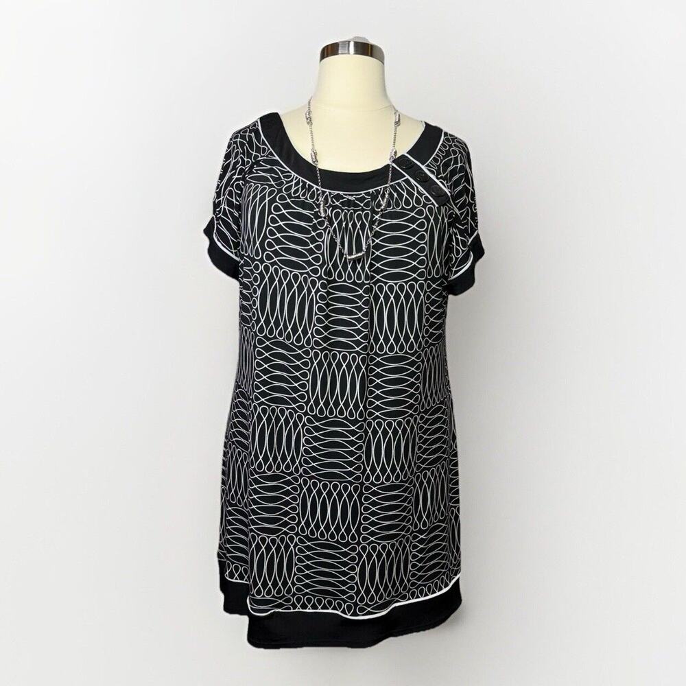 Intermission Woman Dress Women’s Size 20W Black & White Geometric Print